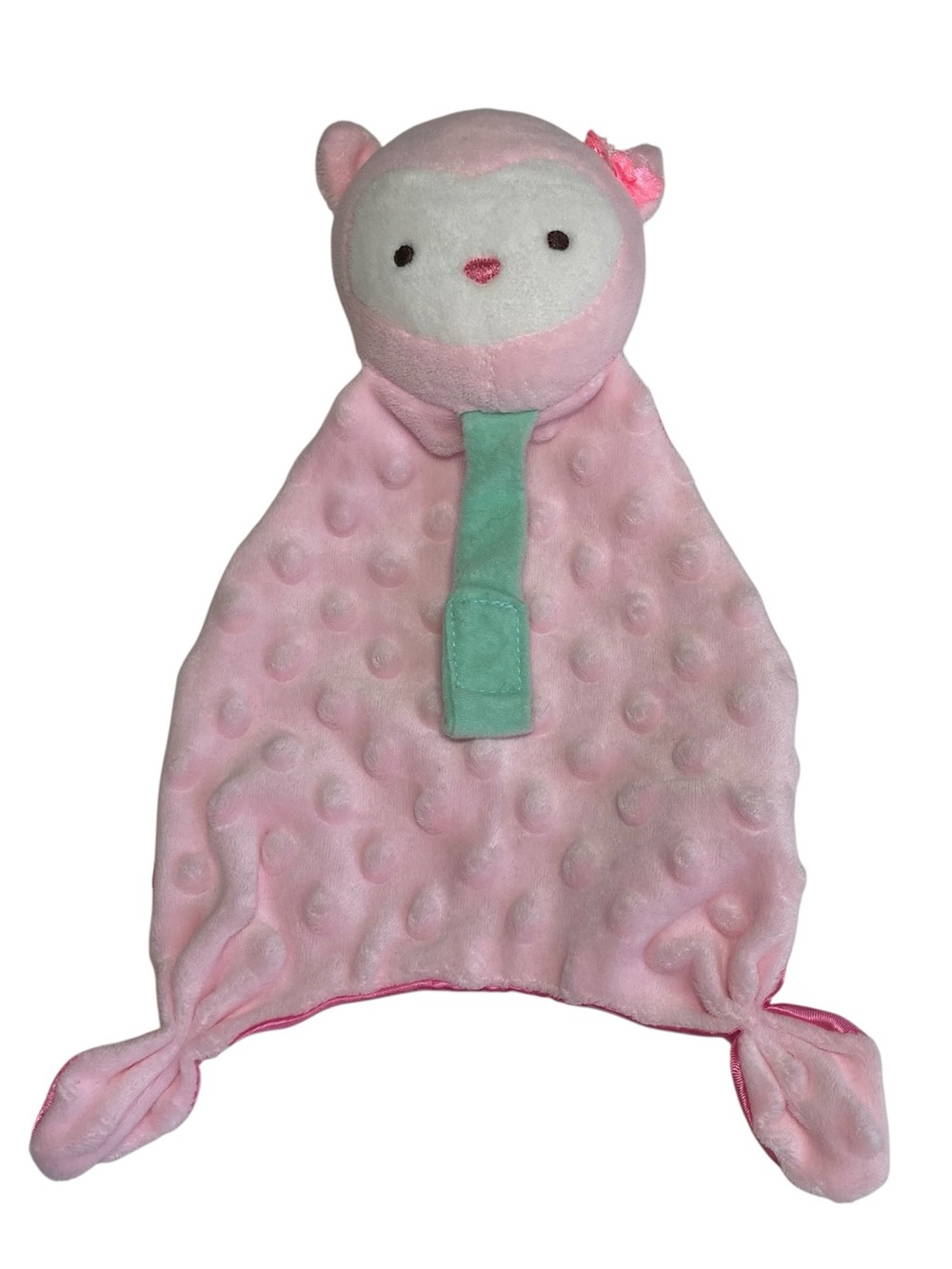 Carter’s Pink Owl Rattle Lovey 11" Security Blanket Pacifier Holder Minky 2017